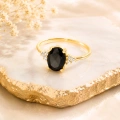 14K Solid Gold Midnight Black Onyx Ring