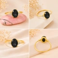14K Solid Gold Midnight Black Onyx Ring