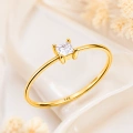 14K Solid Gold Princess Cut Solitaire Ring