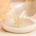 14K Solid Gold Snowflake Necklace