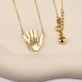 14K Solid Gold Hand Necklace