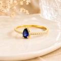 0.32 Carat Pear Cut Sapphire Diamond Ring