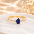0.32 Carat Pear Cut Sapphire Diamond Ring