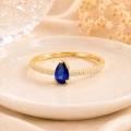 0.32 Carat Pear Cut Sapphire Diamond Ring