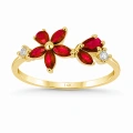 0.75 Carat Marquise Cut Ruby Diamond Ring