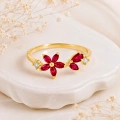 0.75 Carat Marquise Cut Ruby Diamond Ring