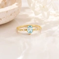 0.35 Karat Mavi Topaz Pırlanta Yüzük, Minimal Altın Yüzük