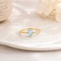 0.35 Karat Mavi Topaz Pırlanta Yüzük, Minimal Altın Yüzük