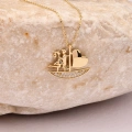 14K Gold Sailing Heart Necklace, Elegant Heart Necklace, Love Ship Necklace for Couples