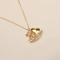 14K Gold Sailing Heart Necklace, Elegant Heart Necklace, Love Ship Necklace for Couples