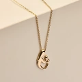 Mother and Baby Gold Heart Necklace, Newborn Child Heart Necklace, Mother-Child Necklace, New Mom Gift