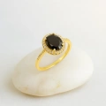 Black Onyx Solitaire Gold Ring, Natural Onyx Gold Jewelry, 14K Gold Engagement Ring, Birthstone Band