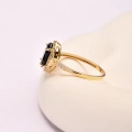 Black Onyx Solitaire Gold Ring, Natural Onyx Gold Jewelry, 14K Gold Engagement Ring, Birthstone Band