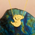 Cute Tiny Koala Gold Necklace, 14K Gold Bear Necklace, Australian Animal Jewelry Gift