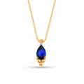 14K Gold Sapphire Tiny Necklace, Minimal Teardrop Necklace