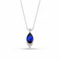 14K Gold Sapphire Tiny Necklace, Minimal Teardrop Necklace