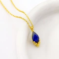 14K Gold Sapphire Tiny Necklace, Minimal Teardrop Necklace