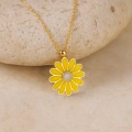 Yellow Daisy Gold Necklace, Elegant Everyday Jewelry, Enamel Flower Necklace