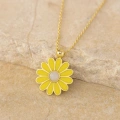 Yellow Daisy Gold Necklace, Elegant Everyday Jewelry, Enamel Flower Necklace