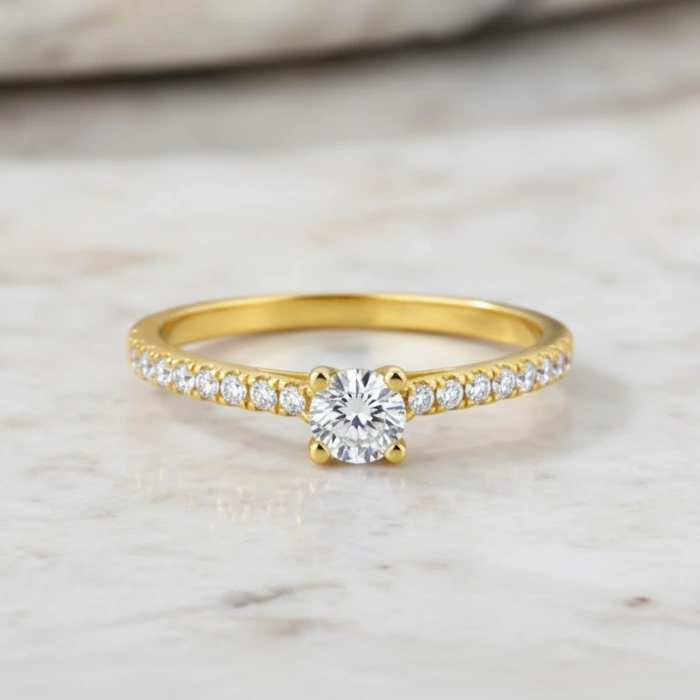 0.30 Karat Pırlanta Yüzük, 14 Ayar Altın Tektaş Yüzük