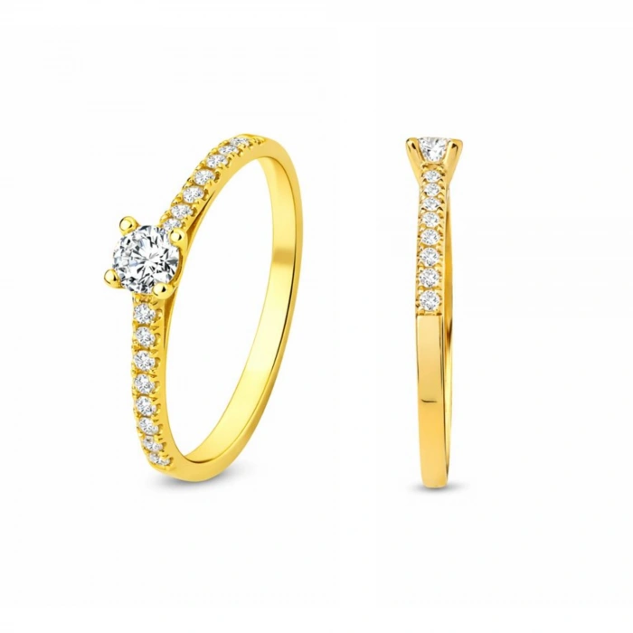 0.30 Karat Pırlanta Yüzük, 14 Ayar Altın Tektaş Yüzük