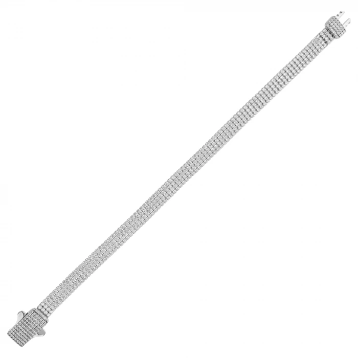 14K Gold 4-Row Chain Bracelet, Elegant Cubic Zircon Bracelet