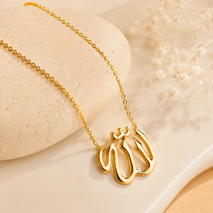 14K Solid Gold ALLAH Necklace