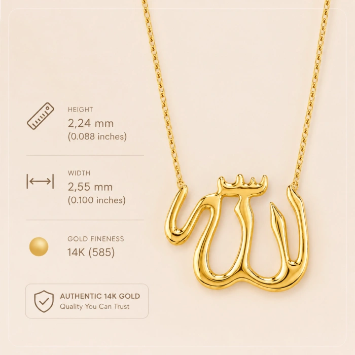 14K Solid Gold ALLAH Necklace
