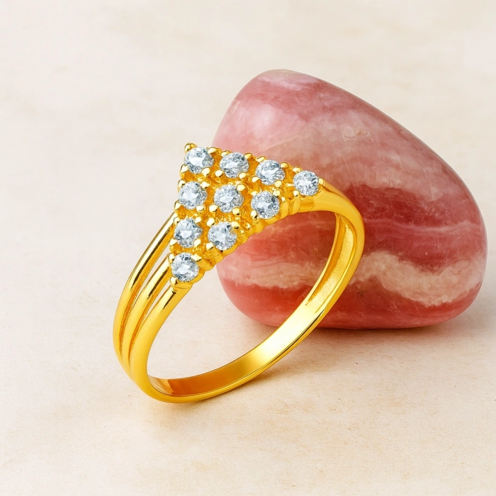 14 Ayar Altın Üçgen Yüzük, Geometrik Alyans Yüzük