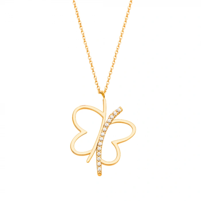 14 Ayar Altın Şans Kelebeği Kolye