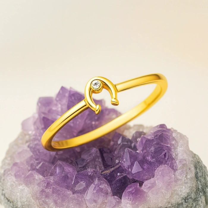 14K Solid Gold Horseshoe Ring, Minimal, Elegant & Symbolic Gold Ring Design