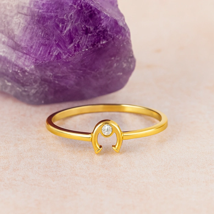 14K Solid Gold Horseshoe Ring, Minimal, Elegant & Symbolic Gold Ring Design