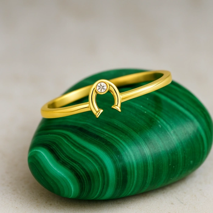 14K Solid Gold Horseshoe Ring, Minimal, Elegant & Symbolic Gold Ring Design