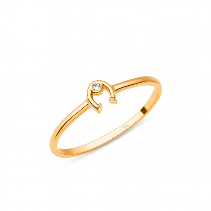 14K Solid Gold Horseshoe Ring, Minimal, Elegant & Symbolic Gold Ring Design