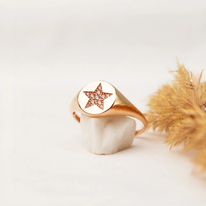 14 Ayar Altın Yıldız Yüzük, Yıldız Patlaması Yüzük, Kutup Yıldızı Yüzük