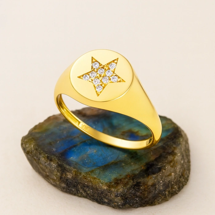 14 Ayar Altın Yıldız Yüzük, Yıldız Patlaması Yüzük, Kutup Yıldızı Yüzük