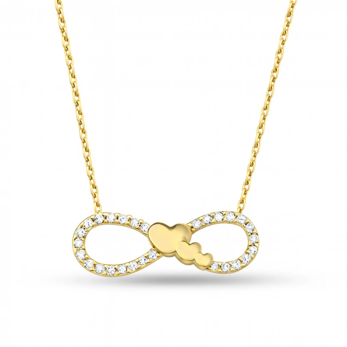 14K Solid Gold Mini Heart Infinity Necklace