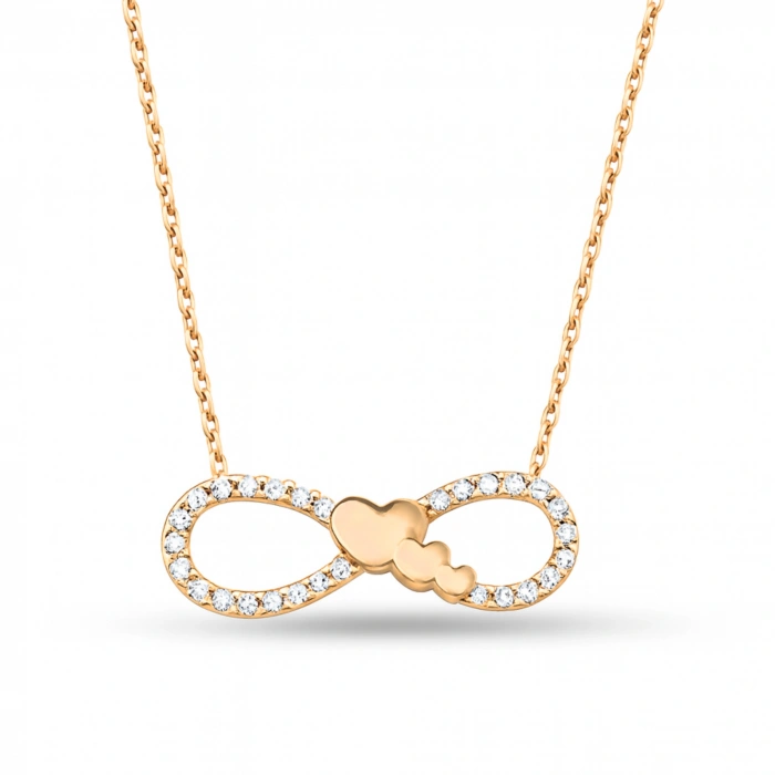 14K Solid Gold Mini Heart Infinity Necklace