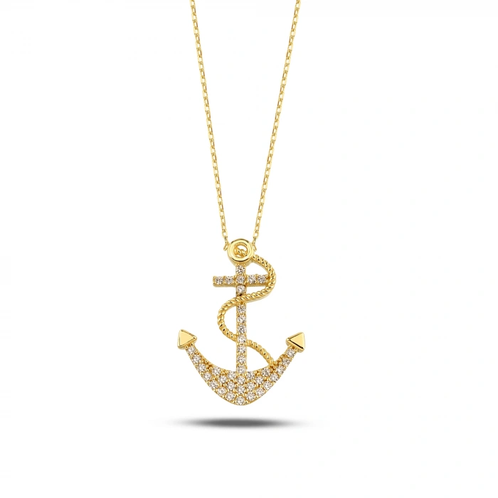 14K Gold Anchor Necklace, Rope Chain Necklaces, Anchor Jewelry, Ocean Beach Necklace