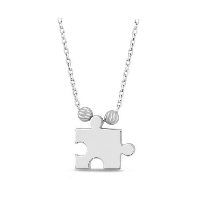 14 Ayar Altın Dorika Detaylı Puzzle Kolye