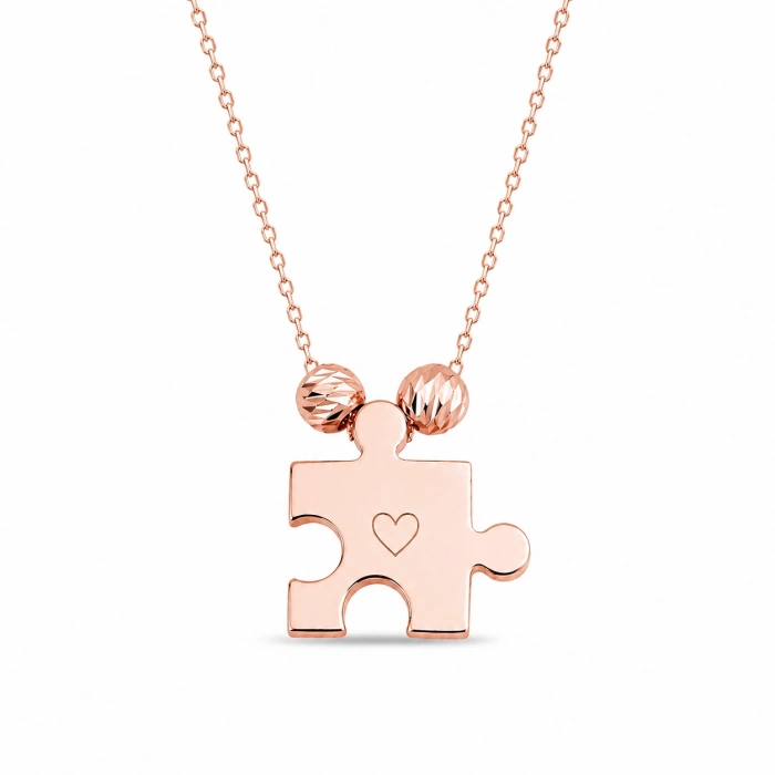 14K Solid Gold Dorica Detailed Puzzle Necklace