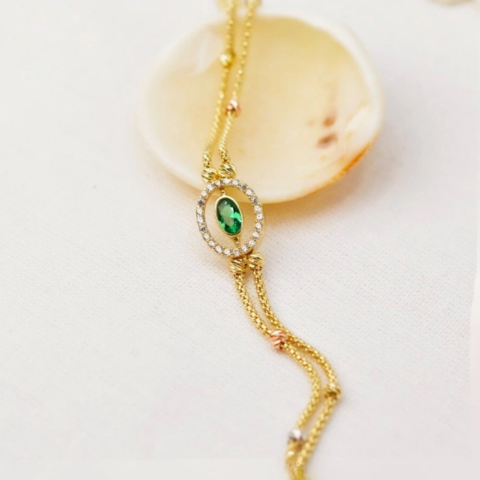 14K Gold Dorika Green Emerald Bracelet