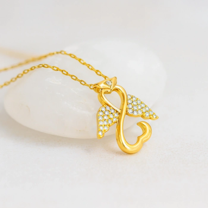 14 Ayar Altın Melek Kolye, Şans Perisi Kolye