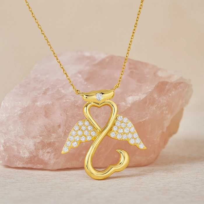 14 Ayar Altın Melek Kolye, Şans Perisi Kolye