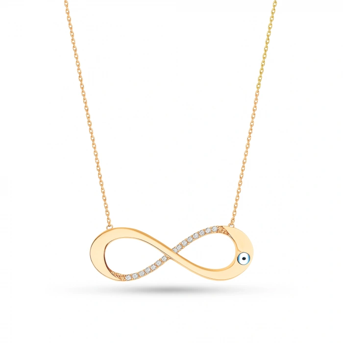 14 Ayar Altın Göz Detaylı Sonsuzluk Kolye