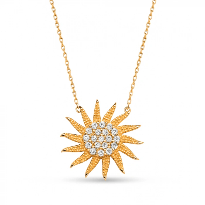 14 Ayar Altın Güneş Patlaması Kolye