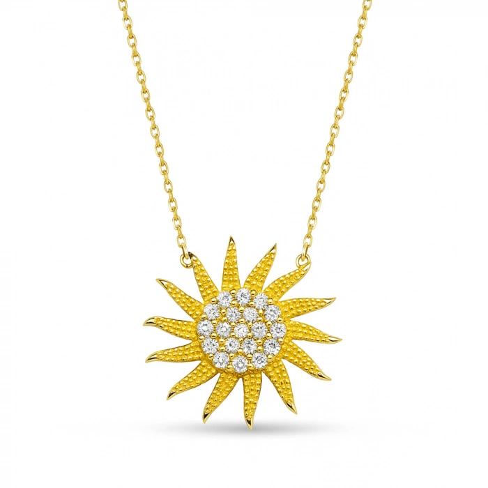 14 Ayar Altın Güneş Patlaması Kolye