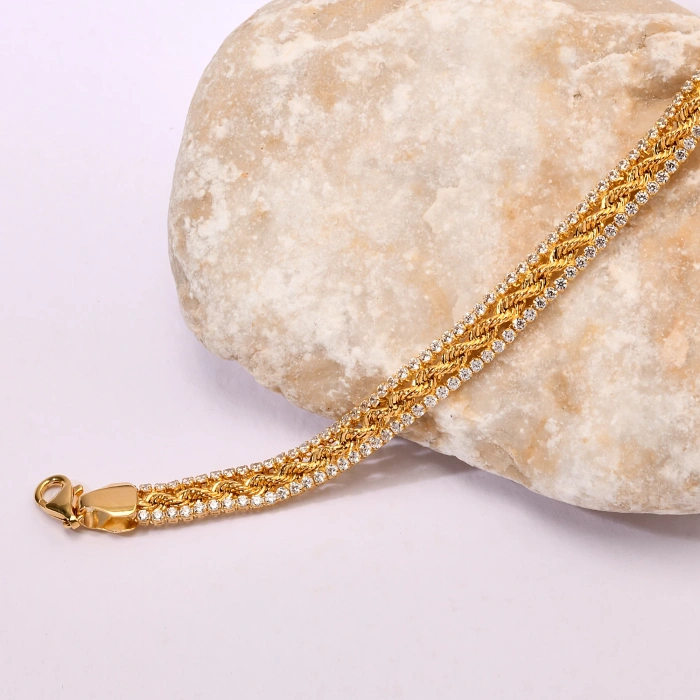 14K Gold Mesh Chain Bracelet, Showy 18K Gold Jewelry for Special Occasions