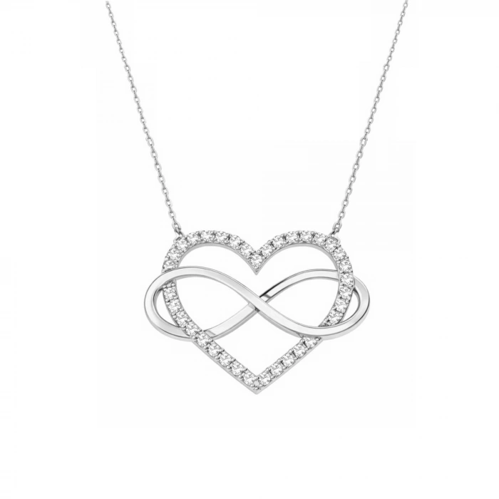 14 Ayar Altın Sonsuzluk Detaylı Kalp Kolye