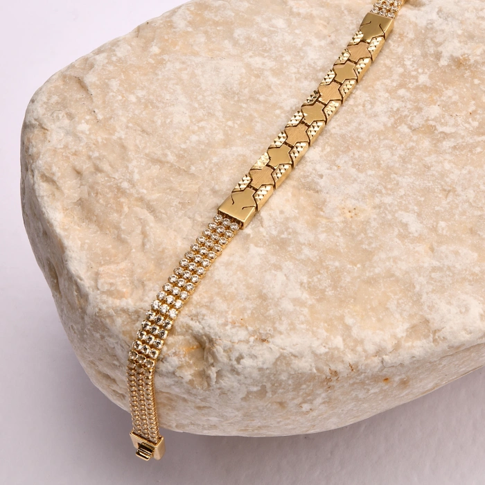 14K Gold Tennis Bracelet, Elegant and Sparkling Jewelry for Women, Zircon Stone Chain Bracelet